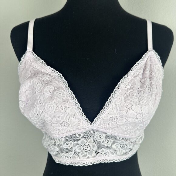 Old Navy Long Line Lace Bralette Womens XL in Liliac Ice Wireless Lined Stretch - Picture 4 of 8
